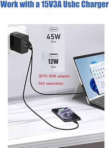 Miniatura 2 de Microsoft Surface - Cable de carga USB-C de 15 V/3 A, compatible con Surface Pro 3/4/5/6/7, laptop 3/2/1, Go, Book1/2/9.8 - 5.9 ft