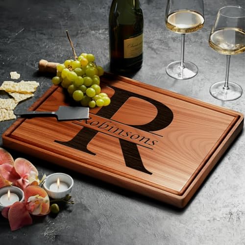 Tabla de cortar rectangular personalizada de bambú con mango integrado - Regalo grabado para bodas y aniversarios miniatura 2