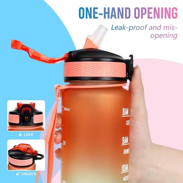 Image of Water Bottles Sipper Bottle For Adults, Kids,Unbreakable Motivational Water Bottle Time Mark Sipper With Straw & Time For Gym Office School Home Water Bottle for Kids