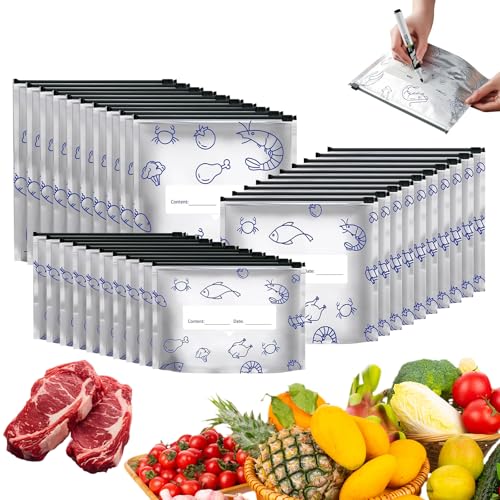 30Pcs Disposable Aluminum Foil Storage Bags Stand-Up Zipper Pouches with Leakproof Seal for Meat Veggies Snacks and Freezer Storage
