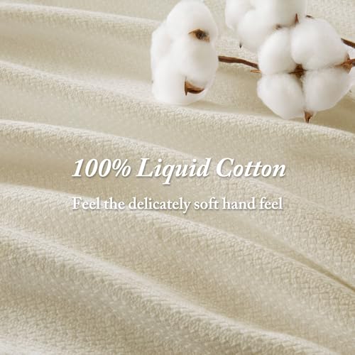 Image of Madison Park Liquid Cotton Luxury Blanket Premium Soft Cozy 100% Ring Spun Cotton For Bed , Couch or Sofa, Full /Queen, Ivory | Breathable Fabric for Bed or Couch, Diamond Pattern, Lightweight, OEKO-TEX Certified