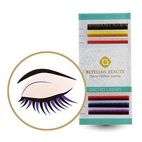 BEYELIAN ORCHID Colorful Varicolored Individual Eyelash Extensions as Highligher or Full Set Application C Curl 0.15mm 10mm