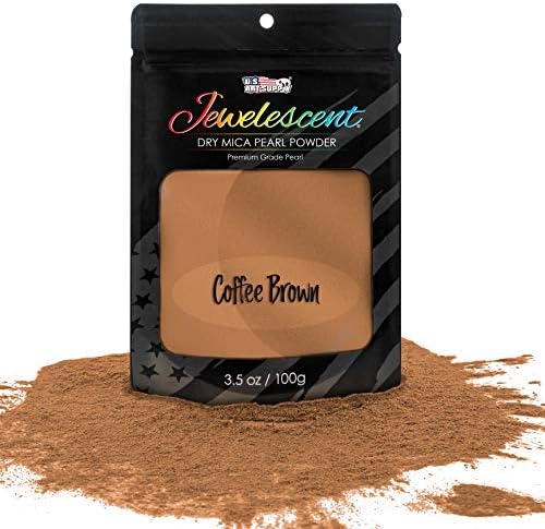 U.S. Art Supply Jewelescent Coffee Brown Mica Pearl Powder Pigment, 3.5 oz (100g) Sealed Pouch - Cosmetic Grade, Metallic Color Dye - Paint, Epoxy, Resin, Soap, Slime Making, Makeup, Art