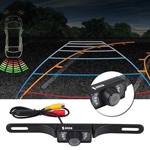 Image of Car Backup Camera, 140 Degree Wide View Angle, 7 LED Lights, IP67 /68, License Plate Reverse Parking Camera, Black