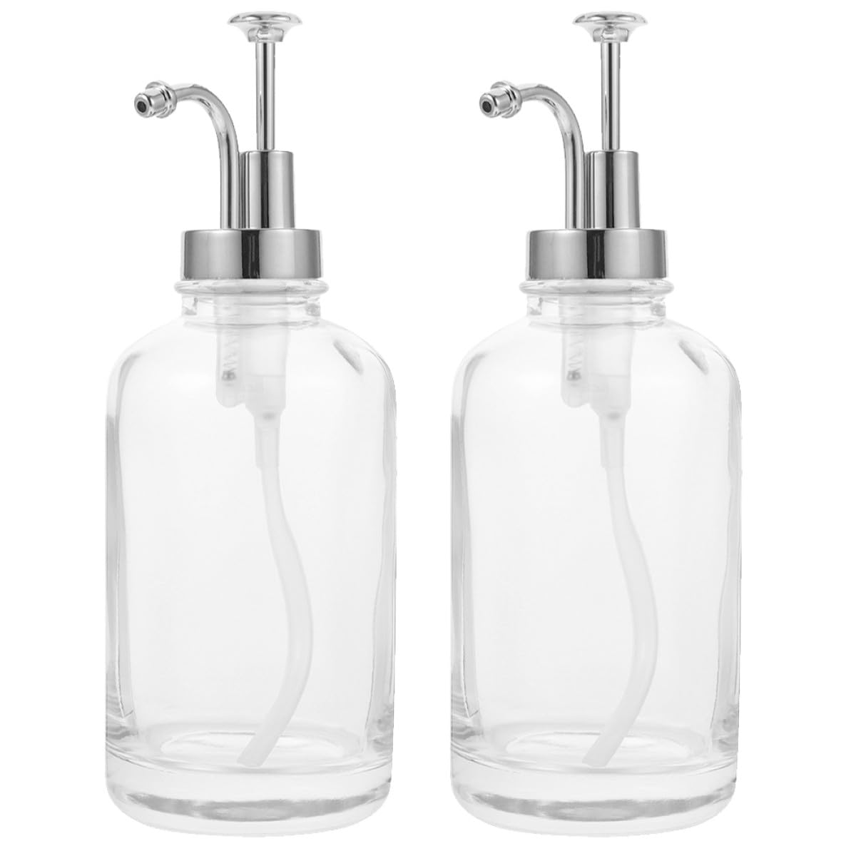 jojofuny Distributeurs de Sirop Café Design Unique et Multi-usages Pompe Argentée 500ml en Verre Lot de 2 Anti-gaspillage pour Accessoires Bar à Café la Cuisine