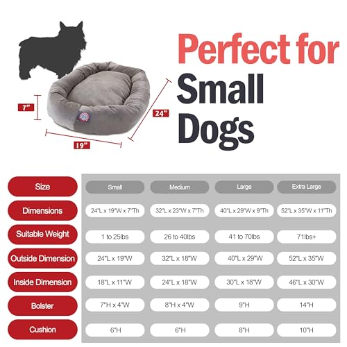 Image of Majestic Pet 24 Inch Micro Velvet Calming Dog Bed Washable - Cozy Soft Round Dog Bed with Spine for Head Support - Fluffy Donut Puppy Mat 24x19x7 (inch) Small - Vintage (2025)