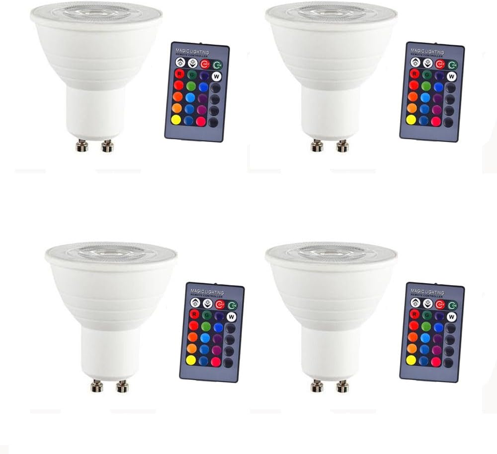 GU10 LED Color Changing Light Bulb with 24 Buttons Remote Control 50 Watt Equivalent GU10 Base,16 Colors Dimmable RGB LED Spot Light Bulb with 5W
