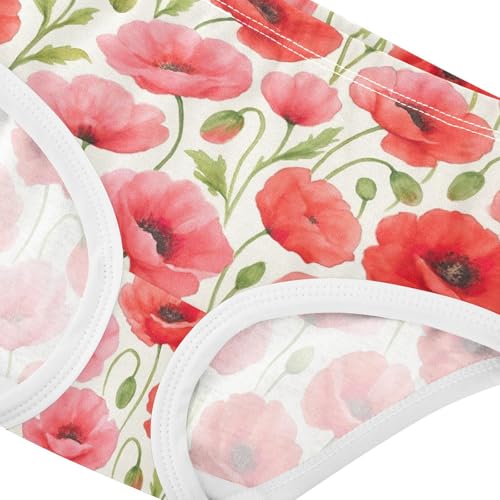 Joisal Girls Underwear Toddlers 2t Cotton Cute Panties Girl Aesthetic Undies Kids Briefs Watercolor Red Flowers4