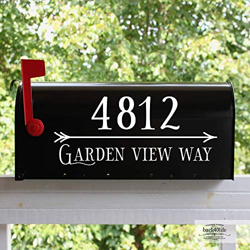 Personalized Mailbox Numbers - Street Address Vinyl Decal - Custom Decorative Numbering Street Name House Number Gift E-004w - Back40Life