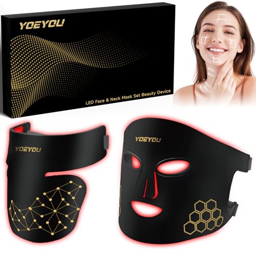 YOEYOU Red Light Therapy for Face and Neck, 850nm Infrared & Red Light Mask, 4 Modes LED Face Mask...