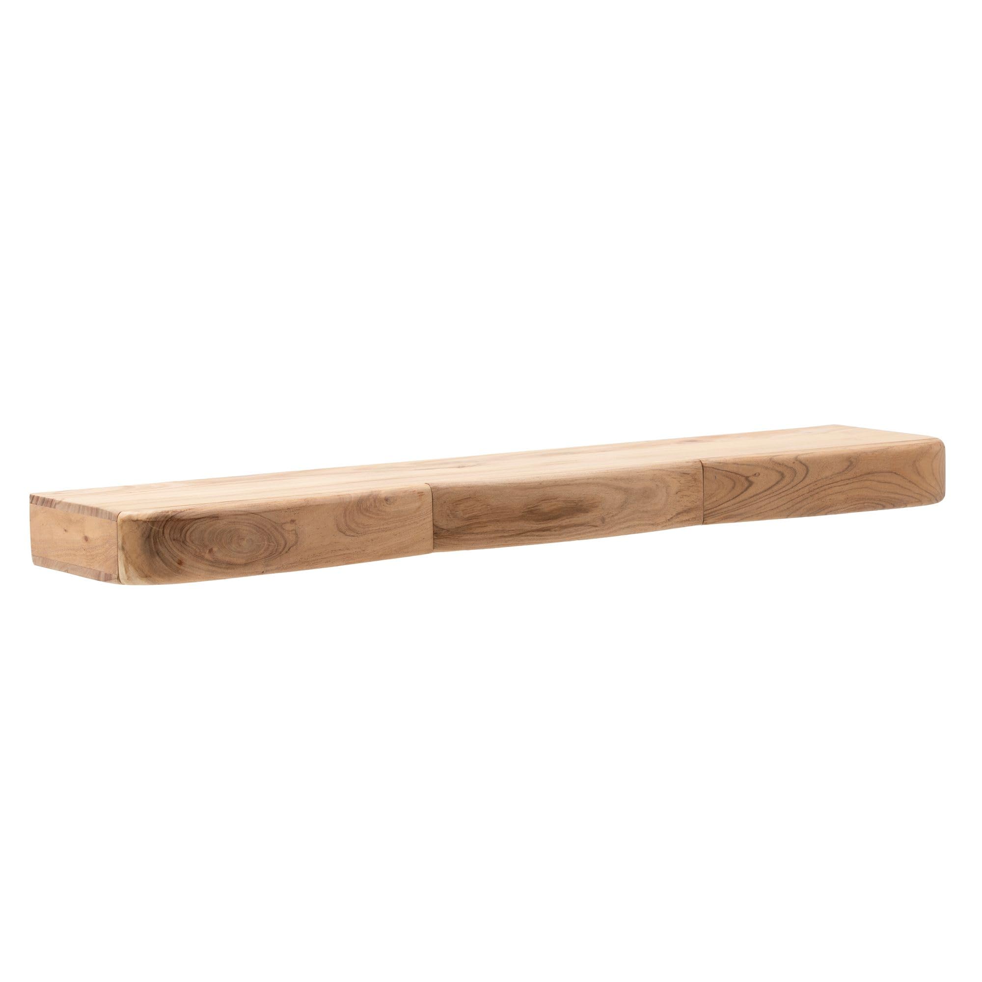 FineBuy Półka ścienna akacjowa z litego drewna 120cm z trzema szufladami - Designerska półka na ścianę - Drewniana półka ścienna z miejscem do przechowywania - Wisząca półka z prawdziwego drewna
