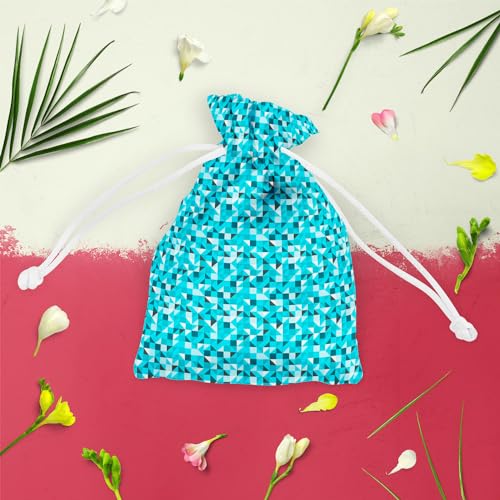Image of ArtzFolio Blue Triangle | Pouch Wrist Potli Bag | Bag for Weddings & Casual Parties