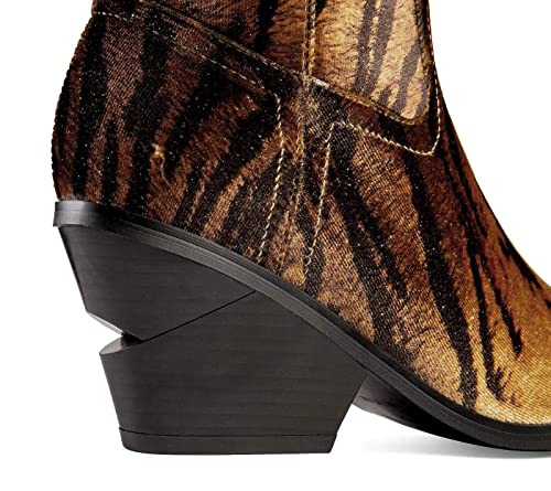 Ann Creek Women's 'Orenta' Fashionable Tiger/Animal Print Layered Heel Mid-Calf Boot Tiger Print - 8 #TOP3