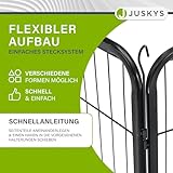 Juskys Welpenauslauf - Welpenlaufstall 8-teilig aus Metall- Freigehege mit Tür - Welpengitter für Hunde, Hasen & Kleintiere (160x160x60 cm)