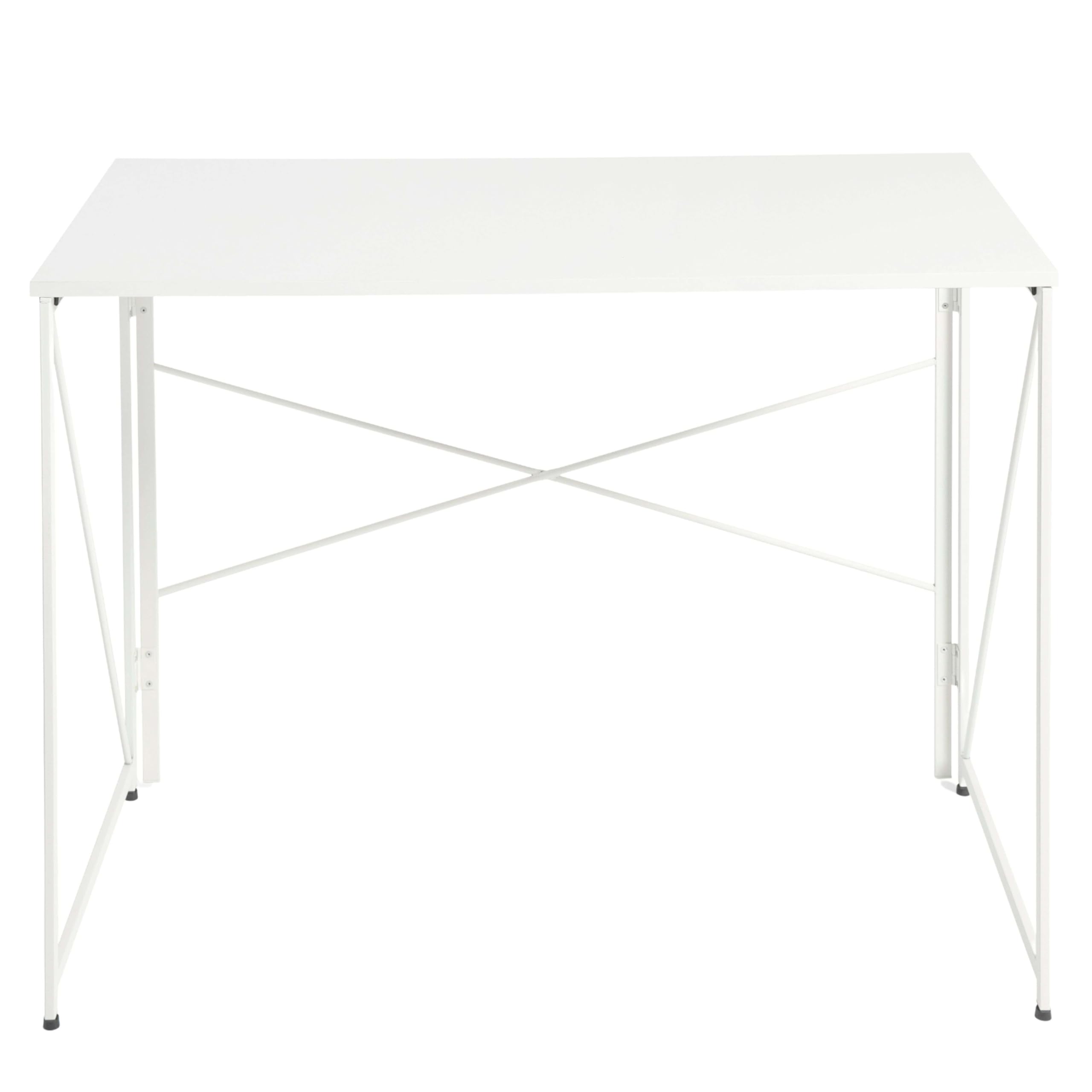 Miroytengo Mesa Escritorio Plegable Fed de Oficina Estilo Moderno con Estructura Metálica en Color Blanco 100x73x50 cm