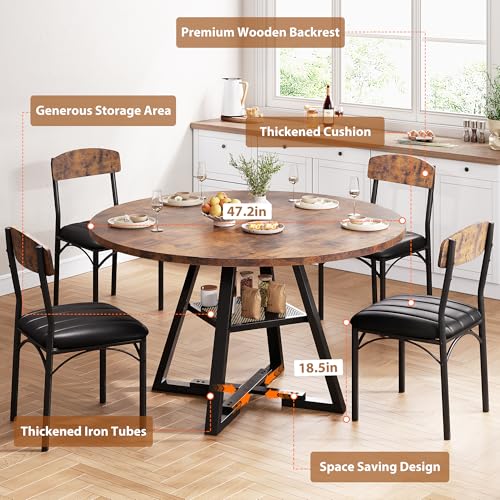 image for Jocoevol Round Dining Table Set for 4, Kitchen Table and Chairs for 4,