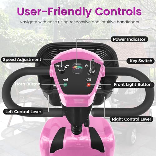 Image of 4 Wheel Mobility Scooters for Seniors - Up to 45 Miles Range,Folding Powered Mobility Scooter Device w /600WH Battery,Only 58 lb Weight, Dual Basket, 300 lb Capacity, Compact