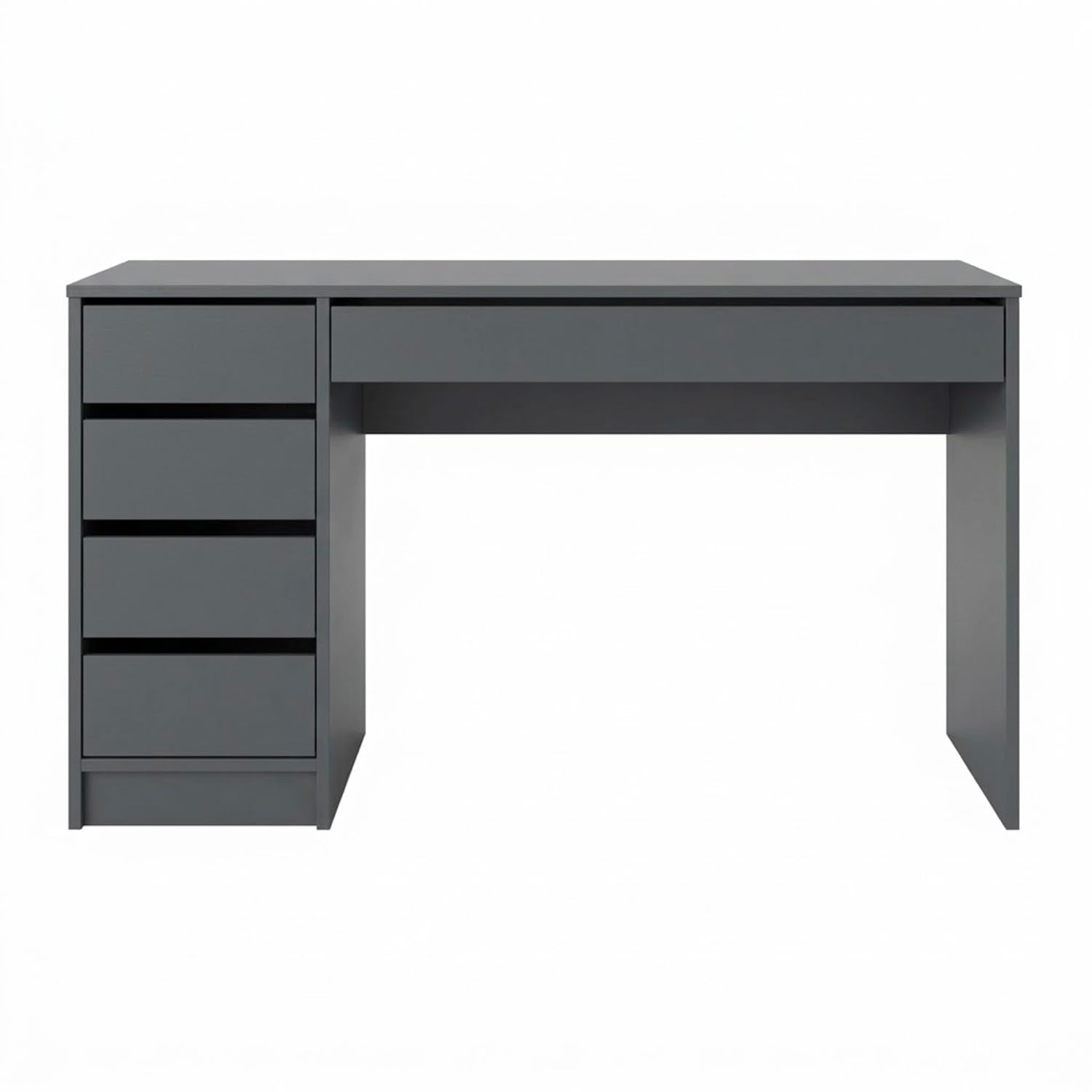 Bricozone Scrivania Moderna 120 Cm Con 4 Cassetti E Cassettone Centrale Design Senza Maniglie Montaggio Reversibile Per Ufficio Studio E Smart Working Struttura Resistente 120x75x55 Cm (Antracite)