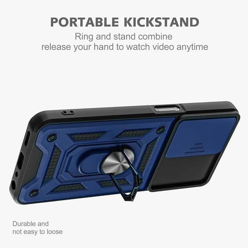 Image of Luxe Back Cover for OnePlus Nord CE 2 Lite 5G | D10 Tough Armor | Sliding Camera Shield | 360 Protection | Kickstand Ring Holder | Military-Grade Shockproof Bumper