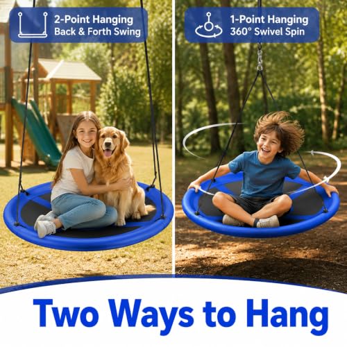ANAGOO 43 Inch Saucer Tree Swing 700lb Heavy Duty Outdoor Flying Seat Blue - image 4
