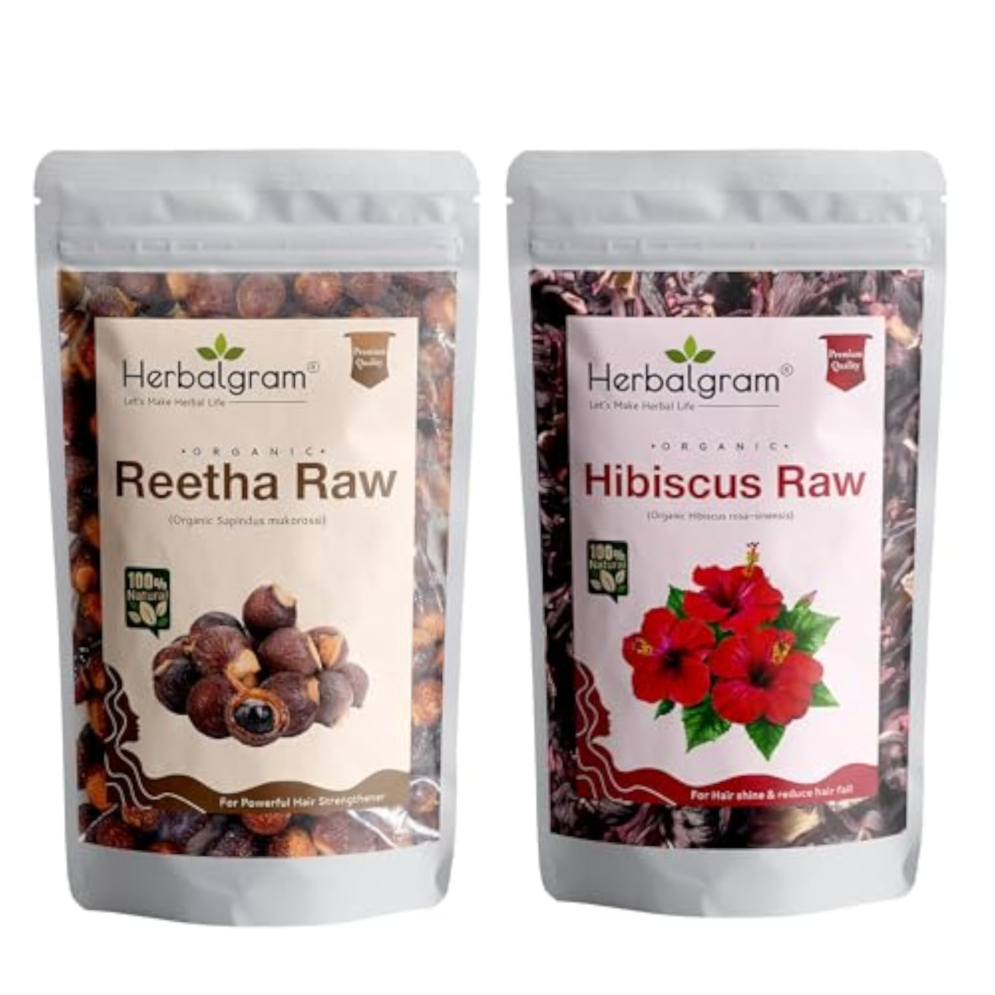 Raw Reetha Nuts & Hibiscus Flower Combo Pack