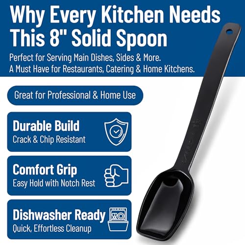 Image of Carlisle FoodService Products 9 in Buffet Pasta Fork, 0.5 oz Polycarbonate Serving Fork, Heat Resistant Salad Bar Utensil, Black, Pack of 12