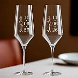 Transparent Gift Copa de Champagne Personalizada con Fecha. Copas Elegantes para Boda, Aniversario y Parejas. Regalo Original para Novios.