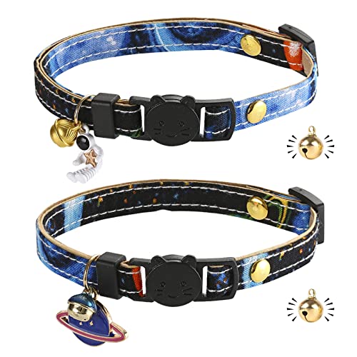 Collare per gatti con chiusura rapida | Collare per gatto in pelle | fatto a mano | con campana | sfera dorata | Design giapponese | Regolabile | 2 pezzi