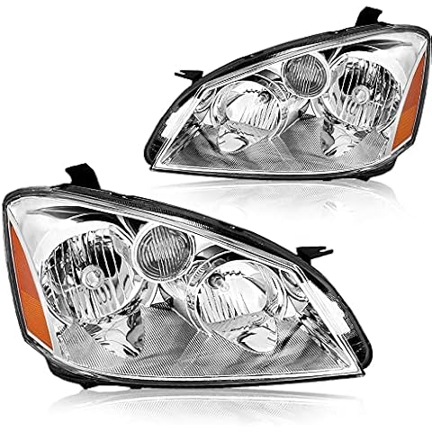 SOCKIR Headlight Assembly Pair Compatible with 2005-2006 Nissan Altima 4 - Door Sedan Halogen Headlamp (Chrome) Cover