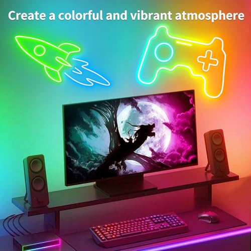 Image of 100FT Neon Rope Light,24V IP65 Waterproof RGB LED Strip Lights | Neon Lights with 40 Key Remote and APP Control for Bedroom,Multiple Modes for DIY Design(2 Rolls of 50ft with Snap &Screws)