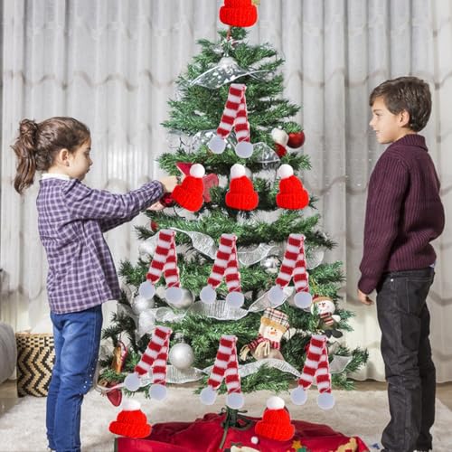 20 Stück Mini Weihnachtsmütze und Mini Schal,Nikolausmütze Klein,Kleine Weihnachtsmützen,Basteln Filz Weihnachten Besteckhalter Hats,Mini Hut mit Schal für Tischdeko Flaschen Deko Dekoration Geschenk