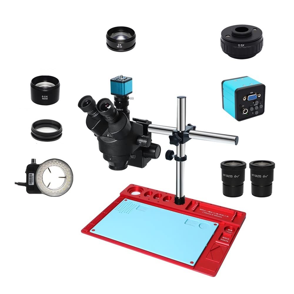 Akcesoria do mikroskopu laboratoryjnego 38 MP H_DMI USB Microscopio aparat cyfrowy 3,5X-90X symulacyjny trójokularowy mikroskop z zoomem stereo do lutowania PCB naprawy biżuterii (mocowanie VGA 0,5X C