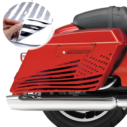 Image of Fits 1993-2013 Davidson American Flag Saddle Bag Side Decals Exterior SaddleBag Vinyl Cover Accessories Black