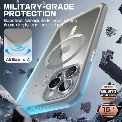 Image of SUPCASE Unicorn Beetle Mag Case for iPhone 15 Pro Max 6.7 inch (2023), Compatible with MagSafe Shockproof Protective Slim Clear Case (Gray) | Slim Clear Magnetic Phone Case,Military-Grade Drop Protection, 4X Shockproof Air Bag, Grey, Len Protection,Unicorn Beetle Mag