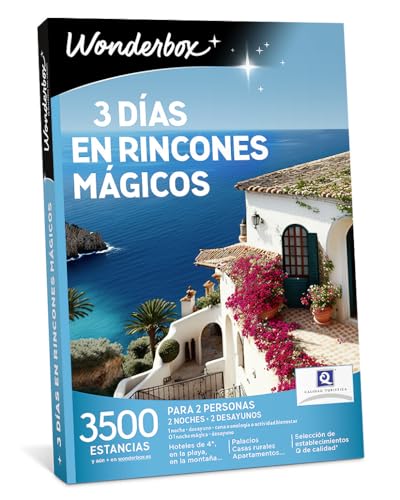 Wonderbox - Caja Regalo - Tres días en rincones mágicos - 1 o 2 noches con desayuno, con cena, bienestar o enología en hoteles hasta 4 estrellas, resorts, balnearios, hospederías