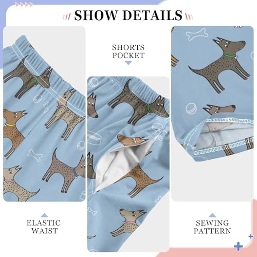 ZZXXB Terrier Dogs Boys Long Pants Soft Trousers Elastic Waist Kids Lounge Bottoms with Pockets S-XL4