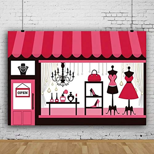 Leowefowa 10x8ft Vinyl Photography Backdrop Female Fashion Store Dress Store Clothing Shop Girls Ladies Birthday Background Event Party Decoration Portrait Photo Shoot Studio Photo Booth Props