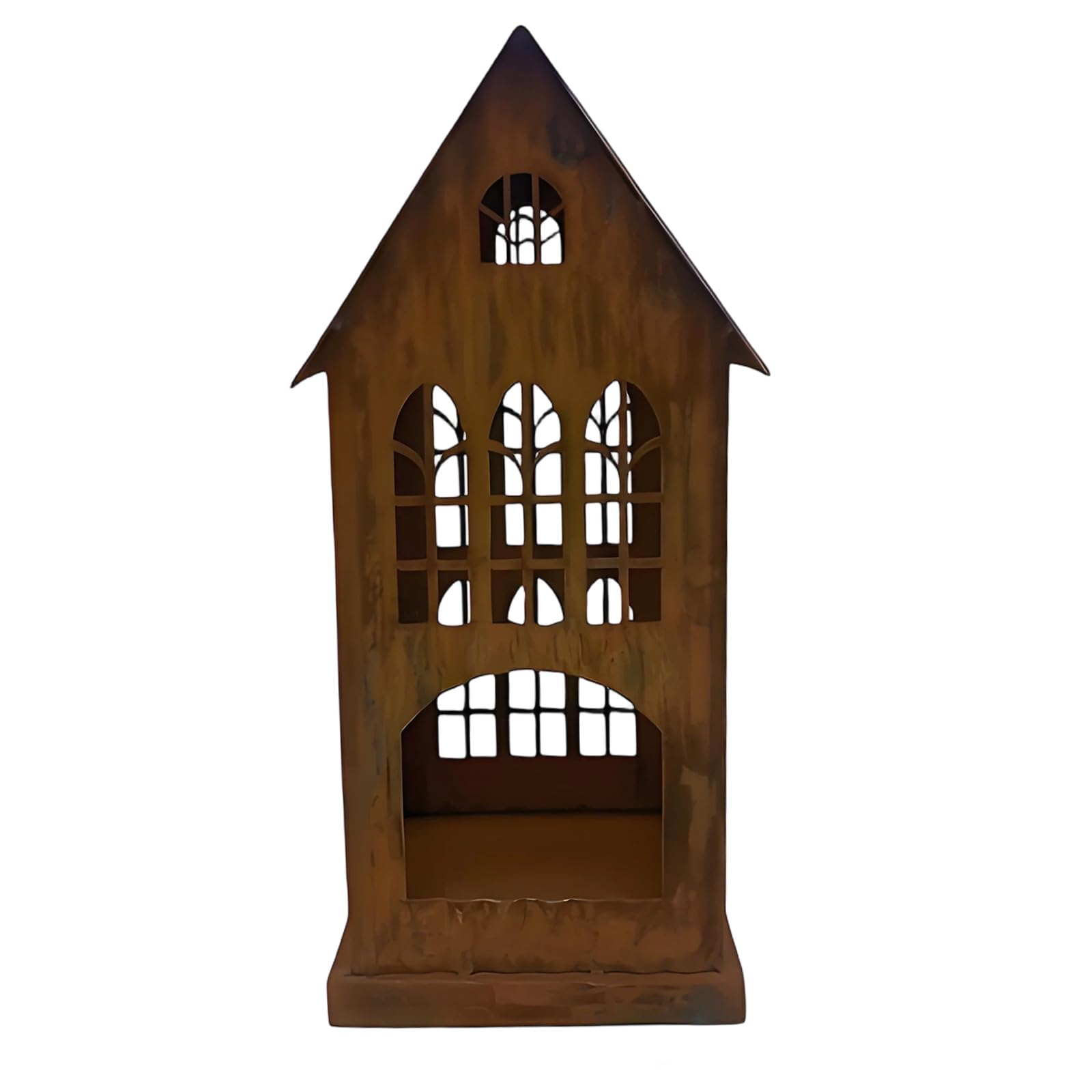 PANGBOER Rustics Metal Iron Holder Decorative House Shaped Tea Light Candleholder Farmhouse Decors Gift Rustics Holder