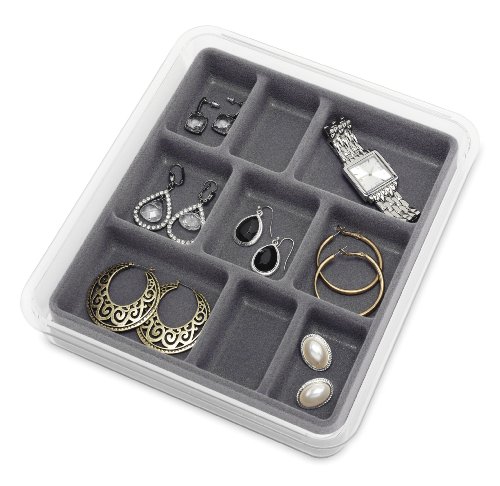 Whitmor 6483-4359-GREY Stackable 9 Section Jewelry Tray thumb #1
