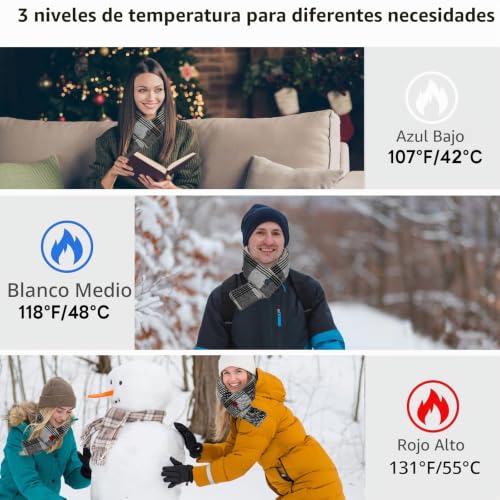 Bufanda calefactable eléctrica de cuello recargable bufanda térmica unisex invierno 2