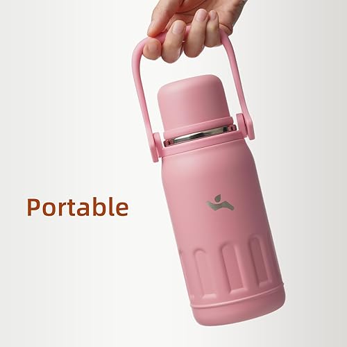 Miniatura 6 de Botella de agua aislada con asa y correa, vaso de viaje al vacío con tapa de taza, taza de café térmica para bebidas frías y calientes, 50 onzas,