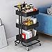 Produktbild Aufbewahrungswagen mit 3 Etagen, Mehrzweck-Trolley mit Rollen, Rollwagen aus Metall, WerkzeugwagenKüche Aufbewahrungswagen, Craft Art Cart, Servierwagen mit 2 Bremsen für Küche, Bad, BüroSchwarz