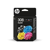 Pack de 2 cartouches d'encre HP 308 authentiques noire et tricolore (6L6S6UE)