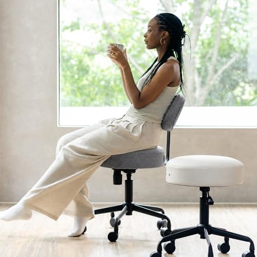 Image of Heavy Duty Extra-Wide Seat Adjustable Height Swivel Rolling Stool for Dental Clinic, Salon, Office, and Bar - NAIA 502 (Dim Grey, Backrest Add-on)