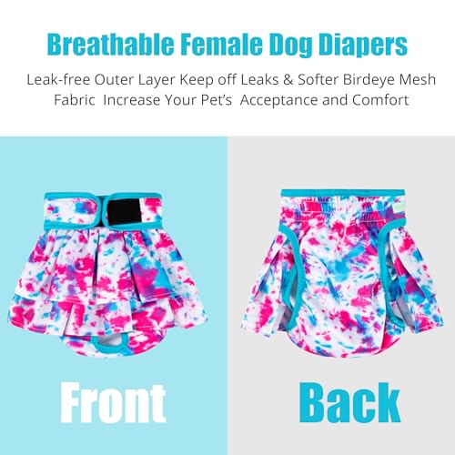 Image of wegreeco Dog Diapers Female (3 Pack), Highly Absorbent Puppy Doggie Dog Diapers for Female Dogs Period, Washable Doggy Diapers for Dogs in Heat, Small Medium Large Size (Colorful, Large)