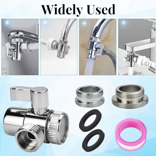 SLTAXAR 3 Wege Umschaltventil Wasserhahn Umstellventil Ventil Umschalter M22 X M24 Umlenkventil Dusche Diverter Ventil Messing Chrom Poliert Umschaltventil Brause Dusche Adapter für Küche Bad