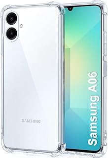 جراب حماية شفاف بأربع زوايا مضاد للاصفرار من البولي يوريثين المقاوم للحرارة متوافق مع موبايل سامسونج جالاكسي A06، شفاف