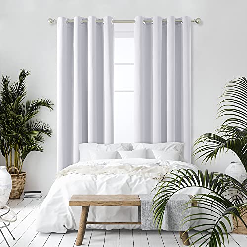 Deconovo Window Treatment Curtains Thermal Insulated Decorative Soft Energy Saving Room Darkening Eyelet Curtains for Kid 55 x 106 Inch Silver Grey Set of 2 - Image 3