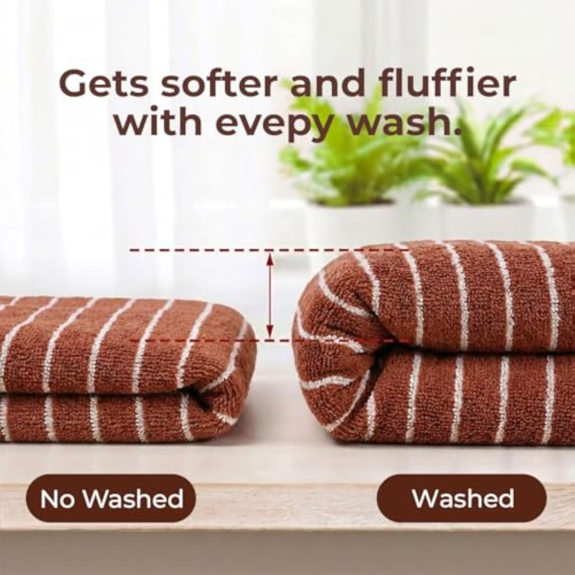 2-Piece Terracotta Striped Hand Towels for Fall
