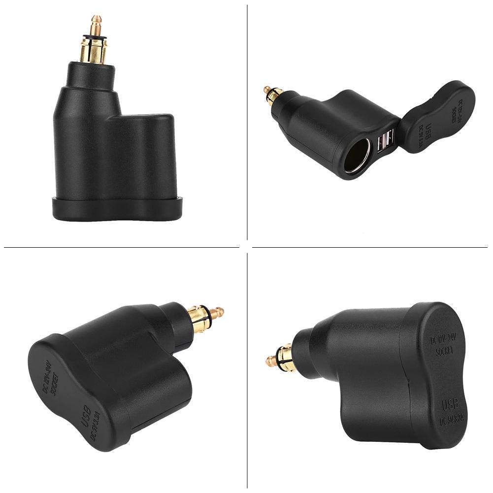 Nikou Caricabatterie per moto Adattatore di alimentazione Accendisigari 12-24V 3.3A Compatibile con spina DIN Hella